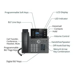 Telefono IP GrandStream GRP2614 4SIP Carrier PoE codec Opus GDMS WiFi Bluetooth Gigabit Grandstream-Telefono IP GrandStream GRP2