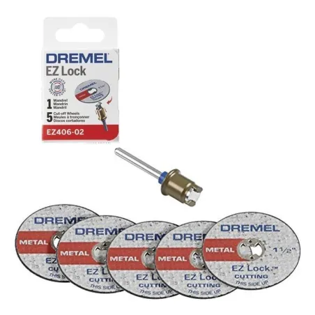  Kit de Discos de Corte EZ-LOCK Adaptador + 5Discos 1-1/2", Dremel 2615E406AD 84.745763 Kit de Discos de Corte EZ-LOCK Adaptador