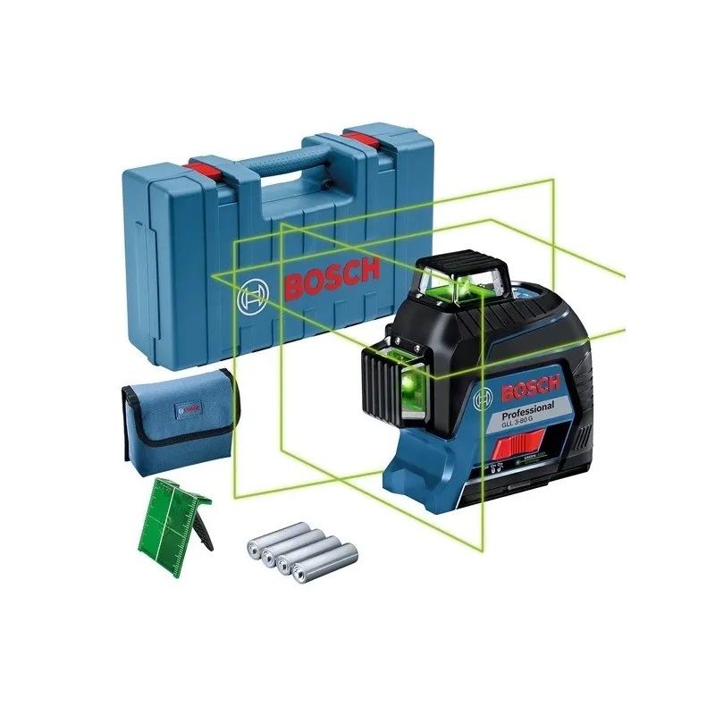 Nivel de Lineas Laser GLL 3-80G 30m con Receptor120M 3Lineas360 Verde, Bosch 0601063Y00