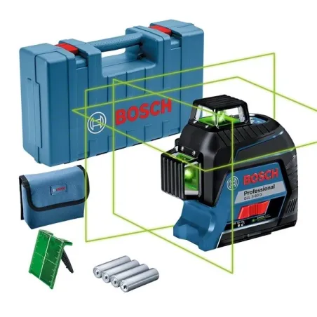 Nivel de Lineas Laser GLL 3-80G 30m con Receptor120M 3Lineas360 Verde, Bosch 0601063Y00