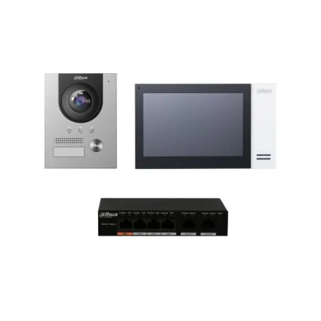  Kit Video Portero IP FHD para Departamento, Hasta 5 Monitores Inc Switch Poe, Dahua KTP01-S 1072.881356 Kit Video Portero IP FH