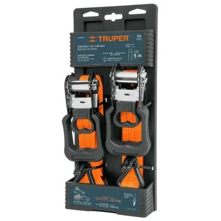  Sujetadores de Carga con Ratchet, Carga Maxima 1000kg, ideal para Autos y Motocicletas, SU-1000C 19285 Truper 44.915254 Sujetad