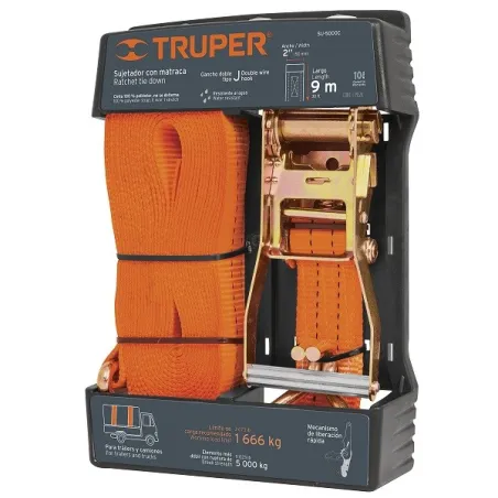  Sujetadores de Carga con Ratchet, Carga Maxima 5000kg, ideal para Trailers y Camiones, SU-5000C 19287 Truper 71.186441 Sujetado