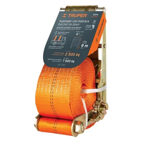  Sujetadores de Carga con Ratchet, Carga Maxima 6000kg, ideal para Trailers y Camiones, SU-6000 10314 Truper 157.627119 Sujetado