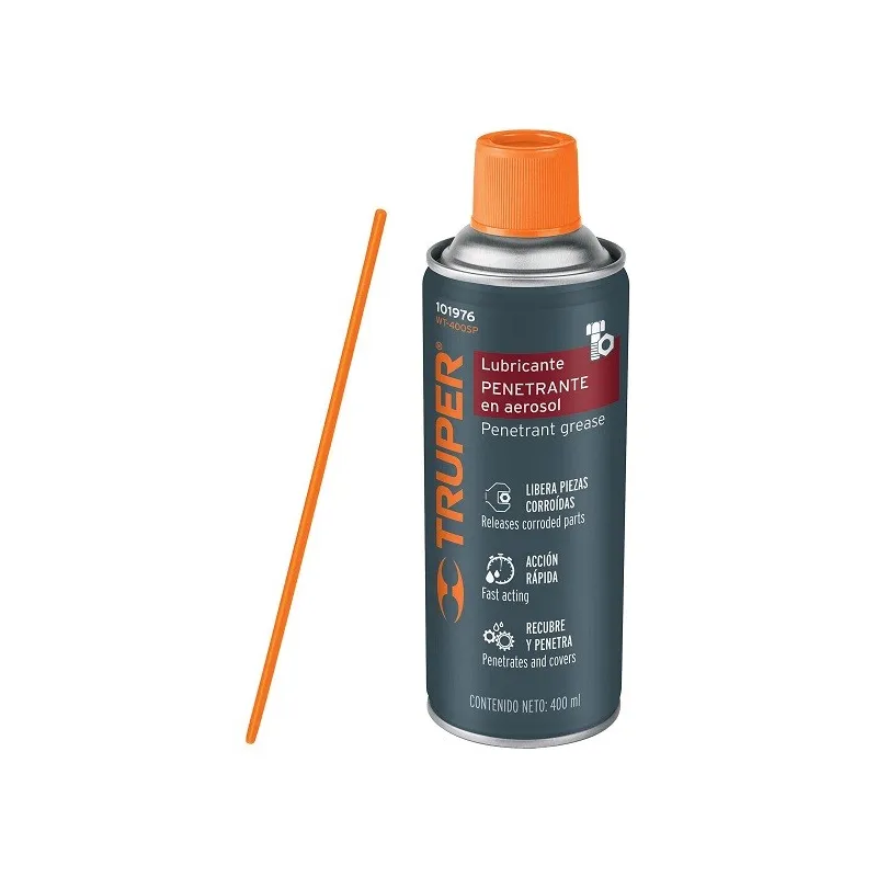 Lubricantes Penetrante Aerosol 400ml 14oz Antioxidante Herramientas Tuercas Pernos Cerraduras, Truper WT-400SP 101976