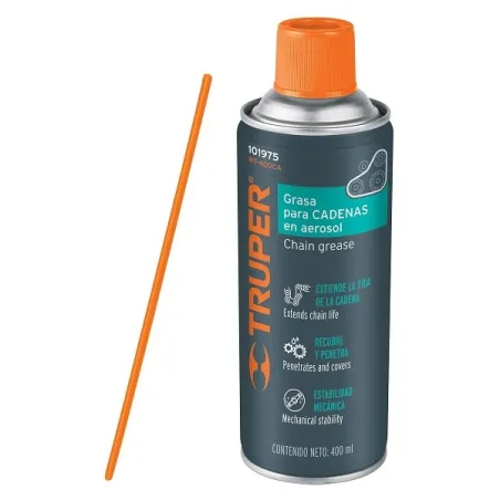  Grasa para Cadena Aerosol 400ml 14oz Cadenas Transmisiones Bicicletas, Truper WT-400CA 101975 10.762712 Grasa para Cadena Aeros