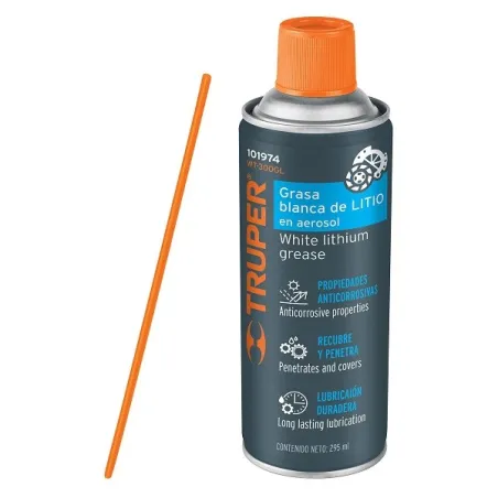  Grasa Blanca de Litio Aerosol 295ml 10oz Cadenas Engranes Rodamientos, Truper WT-300GL 101974 13.559322 Grasa Blanca de Litio A