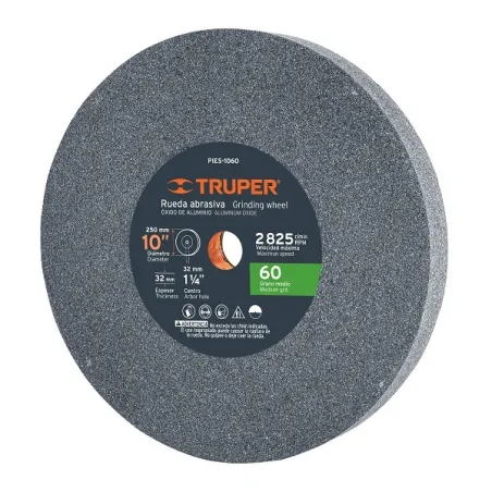  Piedra para Esmeril 10" x1-1/4" G60 E32mm Oxido Aluminio, Truper 12402 55.084746 Piedra para Esmeril 10" x1-1/4" G60 E32mm Oxid