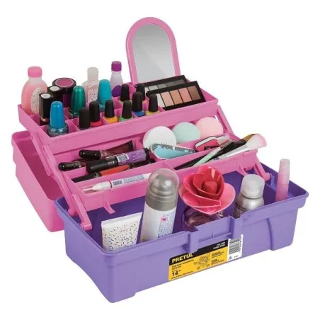  Cajas para Cosmeticos 14" 36x18x18cm 2Bandejas Deslizable Rosa Morado, Pretul 25052 27.118644 Cajas para Cosmeticos 14" 36x18x1