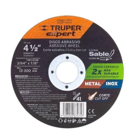  Discos de Corte Metal 4-1/2" x1.2mm OAluminio Inox D7/8 T41, Truper 11901 2.542373 Disco de Corte Metal 4-1/2" x1.2mm OAluminio
