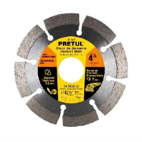  Discos de Corte Diamantados Rin Segmentado 4" x1.2mm Marmol Concreto Piedra D7/8 cReductoes, Pretul 27016 9.830508 Disco de Cor