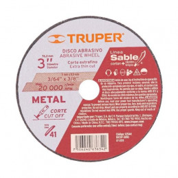 Disco de Corte Metal 3" x1mm Oaluminio D3/8 Rectificadora, Truper 12544