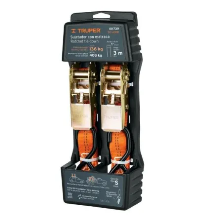  Juego de sujetadores c/matraca 400kg 2Piezas GanchoS, Truper 101739 20.338983 Juego de sujetadores c/matraca 400kg 2Piezas Ganc