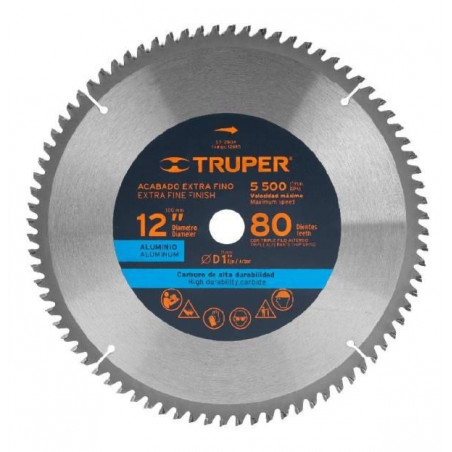 Discos sierras 12" 80Dientes C1", para aluminio, Truper 12685