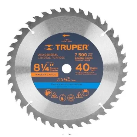  Discos Sierras 8-1/4" 40Dientes C5/8" para madera, Truper 18303 26.271186 Discos Sierras 8-1/4" 40Dientes C5/8" para madera, Tr