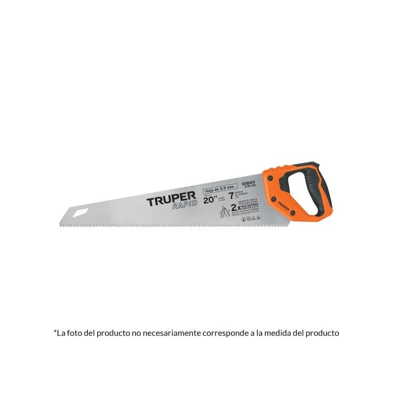 Serrucho Rapid 22" 55cm DDP7 TripleFilo, Mango Comfort grip, Truper 101870