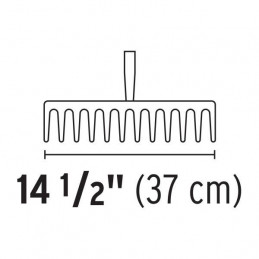 Rastrillo recto 14 dientes 37cm, mango 54" 137cm, Truper 100493