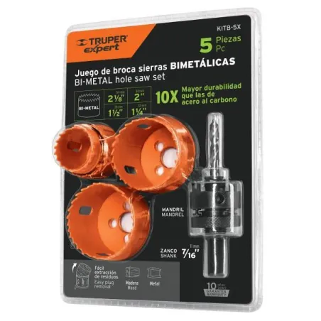 Juegos de Sierras Copas bimetalicas 5 piezas, Truper 100815