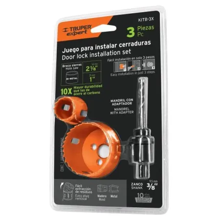  Juegos de Sierras para Instalar Cerraduras 3 Piezas, Truper 100816 32.20339 Juegos de Sierras para Instalar Cerraduras 3 Piezas
