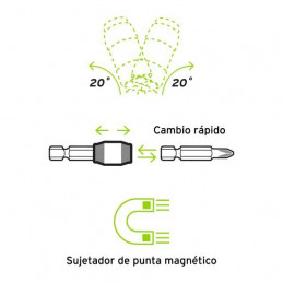 Adaptador Articulados para Puntas L90mm Cambio Rapido Magneticos, Truper 11875