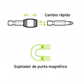 Adaptador Magnetico para Puntas L75mm Cambio Rapido, Truper 11873