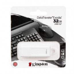 Memoria Flash USB Kingston DataTraveler Exodia, 32GB, USB 3.2 Gen 1, Blanco