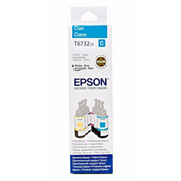 Botella de Tinta Epson 673 T673220, cian, 70 ml, para impresora L800
