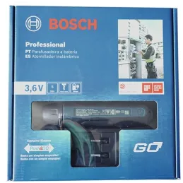 Atornillador a Bateria Bosch GO Profesional, 3.6V Brushed M1/4 5Nm 6Velocidades Inc Bits PH1 PH2 MP Bosch-Atornillador a Bateria