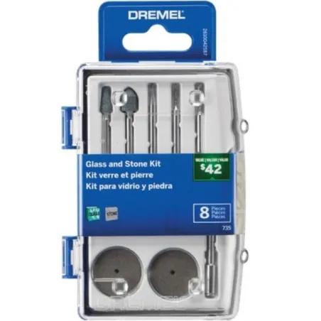  Micro kit de accesorios giratorios Versa 735-01 vidrio y piedra, Dremel 26150735AA 59.322034 Micro kit de accesorios giratorios