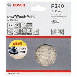 Disco de Lija Boschnet M480 125mm G240 x5u for Wood, Bosch 2608621150