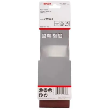 Lijas de Banda G180 3x20" x3u Best for Wood Bosch 2608607260 Bosch-Lijas de Bandas 3x20" G 180 X3u Best for Wood, Bosch 26086072