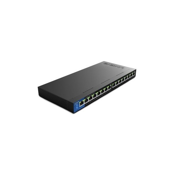 Switch Gigabit PoE+ de escritorio para empresas de 16 puertos, Linksys LGS116P