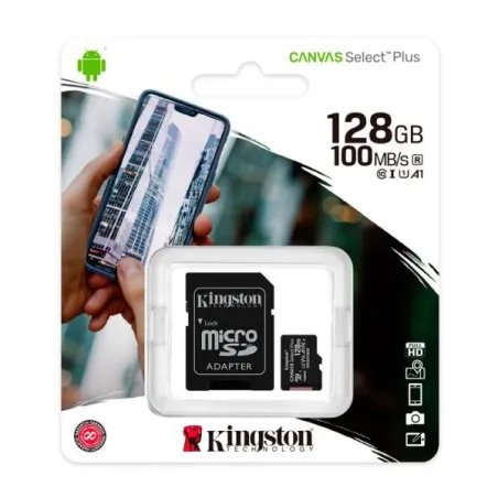  Memoria Flash Kingston Canvas Select Plus, 128GB MicroSDXC UHS-I Clase 10, con Adaptador 48.305085 Memoria Flash Kingston Canva