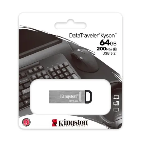  Memoria Flash USB Kingston DataTraveler Kyson 64GB, USB 3.2 Gen 1, Plata 32.20339 Memoria Flash USB Kingston DataTraveler Kyson