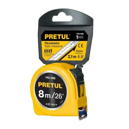  Winchas Flexometro Amarillo 8M CintaAncha ABS Pretul 21603 10.762712 Wincha Flexometro Amarillo 8 Metros, carcasa ABS, PRO-8MEB