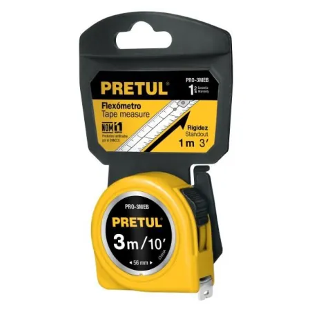  Winchas Flexometro Amarillo 3M CintaAncha ABS Pretul 21605 3.728814 Wincha Flexometro Amarillo 3 Metros, carcasa ABS, PRO-3MEB 