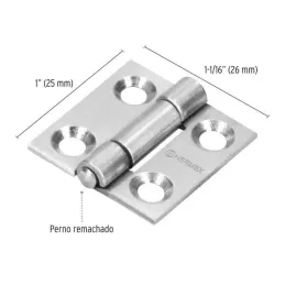 Bisagras Rectangular Inoxidable 1" x1-1/16" Acero Dorado CMbola 1mm Hermex 43199 Hermex-Bisagra rectangular Inoxidable 1" Cabeza