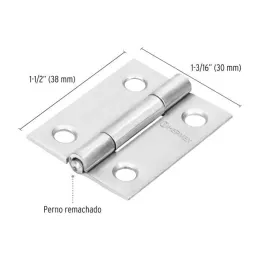 Bisagras Rectangular Inoxidable 1-1/2" x1-3/16" Acero Dorado CMbola 1.2mm Hermex 43200 Hermex-Bisagra rectangular Inoxidable 1 1