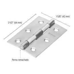 Bisagras Rectangular Inoxidable 2-1/2" x1-5/8" Acero Dorado CMbola 1.3mm Hermex 43202 Hermex-Bisagra rectangular Inoxidable 2 1/