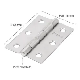 Bisagras Rectangular Inoxidable 3" x2-1/16" Acero Dorado CMbola 1.6mm Hermex 43203 Hermex-Bisagra rectangular Inoxidable 3" Cabe