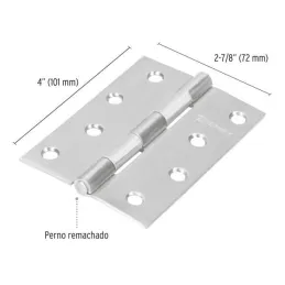Bisagras Rectangular Inoxidable 4" x2-7/8" Acero Dorado CMbola 1.6mm Hermex 43205 Hermex-Bisagra rectangular Inoxidable 4" Cabez
