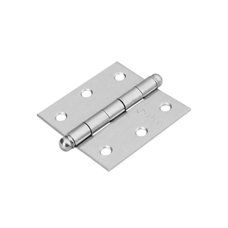 Bisagra cuadrada de acero cromo mate 2 1/2" Cabeza redonda Tipo capuchina Espesor 1.8mm Incluye pernos, BC-253R 43255 Hermex