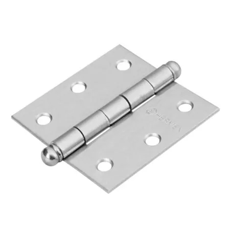 Bisagra cuadrada de acero cromo mate 2 1/2" Cabeza redonda Tipo capuchina Espesor 1.8mm Incluye pernos, BC-253R 43255 Hermex