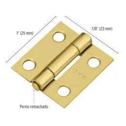 Bisagras Rectangular 1" x7/8" Acero Dorado CMbola 1mm Hermex 43192 Hermex-Bisagra rectangular de acero dorado 1" x 7/8" Cabeza m