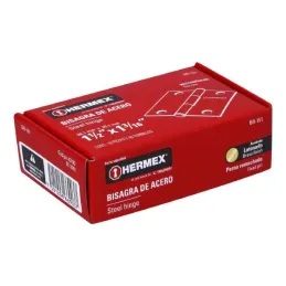 Bisagras Rectangular 1-1/2" x1-3/16" Acero Dorado CMbola 1.1mm Hermex 43193 Hermex-Bisagra rectangular de acero dorado 1 1/2" x 