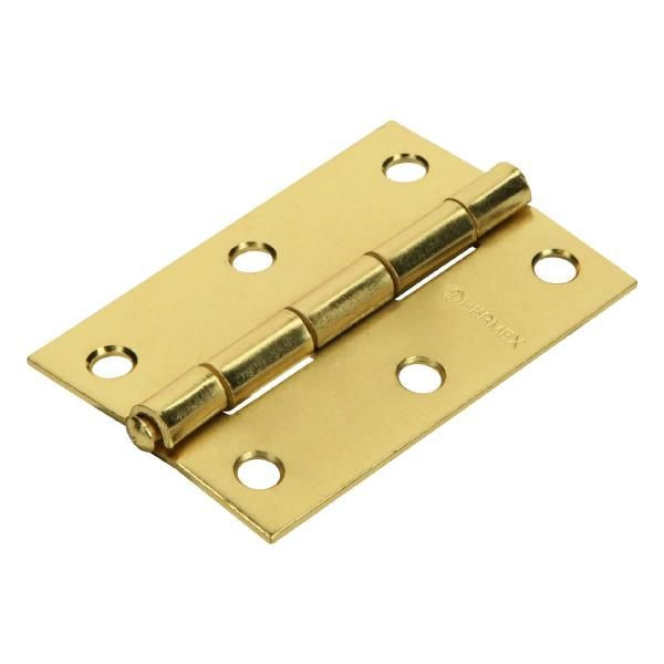 Bisagra rectangular de acero dorado 3" x 1 15/16" Cabeza media bola Incluye pernos, BR-301 43196 Hermex