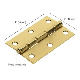 Bisagras Rectangular 3" x2" Acero Dorado CMbola 1.4mm Hermex 43196 Hermex-Bisagra rectangular de acero dorado 3" x 1 15/16" Cabe