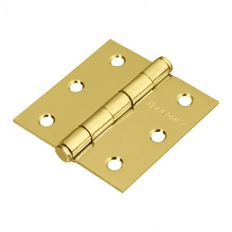 Bisagra cuadrada de acero dorado 2 1/2" Cabeza plana Tipo capuchina Espesor 1.8mm Incluye pernos, BC-251P 43236 Hermex