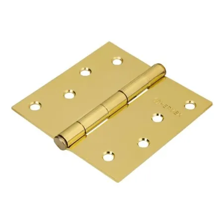 Bisagra cuadrada de acero dorado 4" Cabeza plana Tipo capuchina Espesor 2.5mm Incluye pernos, BC-401P 43239 Hermex