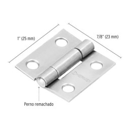 Bisagras Rectangular 1" x7/8 Acero Pulido CMbola 1mm Hermex 43185 Hermex-Bisagra rectangular de acero pulido 1" x 7/8" Cabeza me